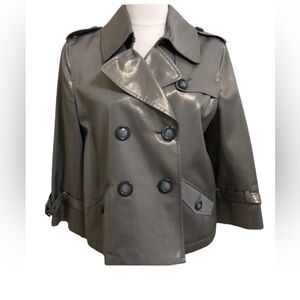 Alfani Double Breasted Military Styled Metallic Gold Cropped Jacket‎ size LP Y2K